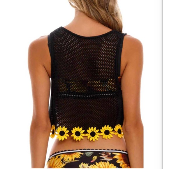 Agua Bendita Free People Colaboration Brit Sunshower Crop Top Tank Black Size S - Picture 3 of 12